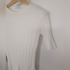 MAX MARA WHITE CABLE KNIT TOP SIZE SMALL